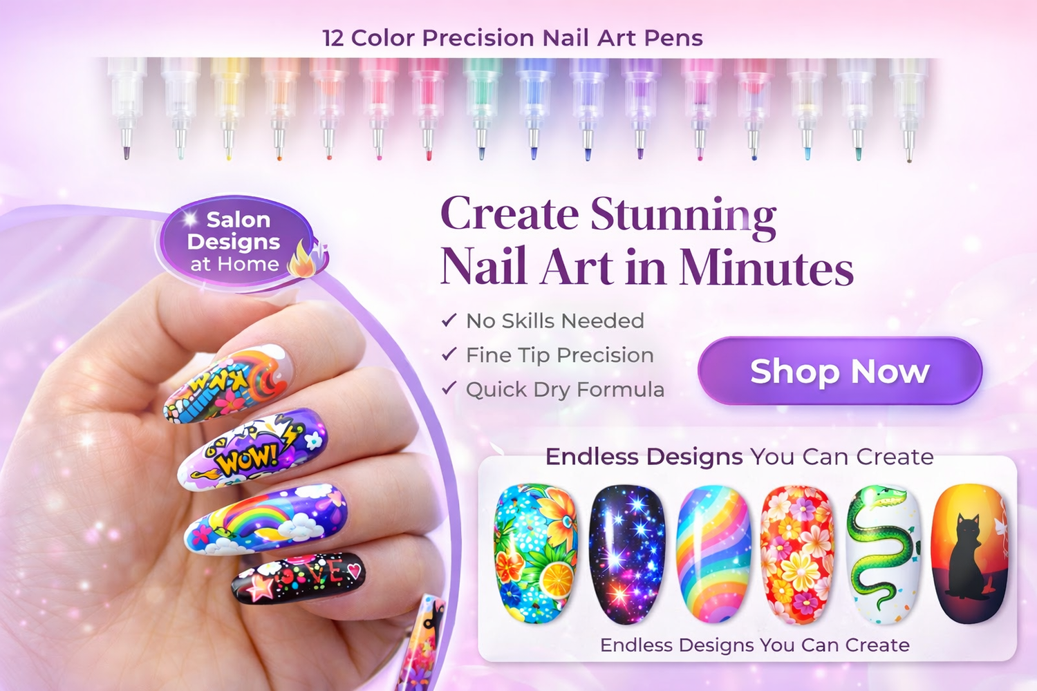 MagicMani™ Nail Art Pen Set – 12 Colors